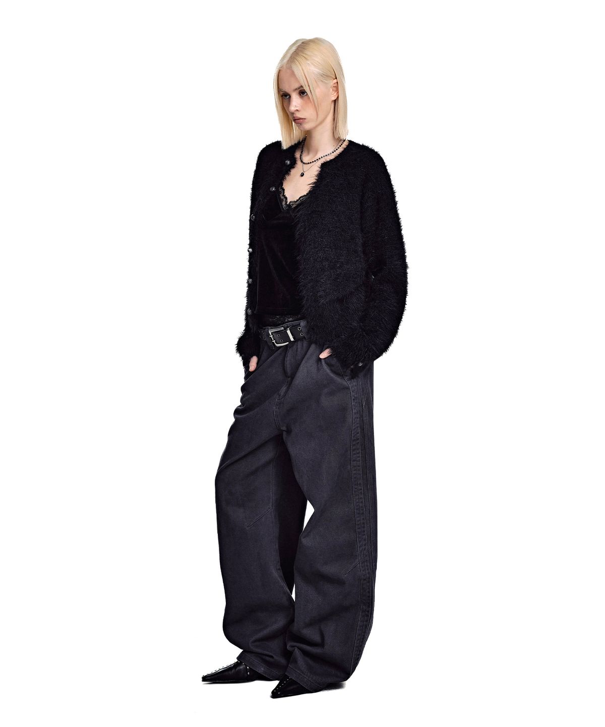 세컨모놀로그(SECONDMONO) [옷미새 미홀 콜라보]Washed Panel Wide Pants [CHARCOAL]_SEPT091CHARCOAL