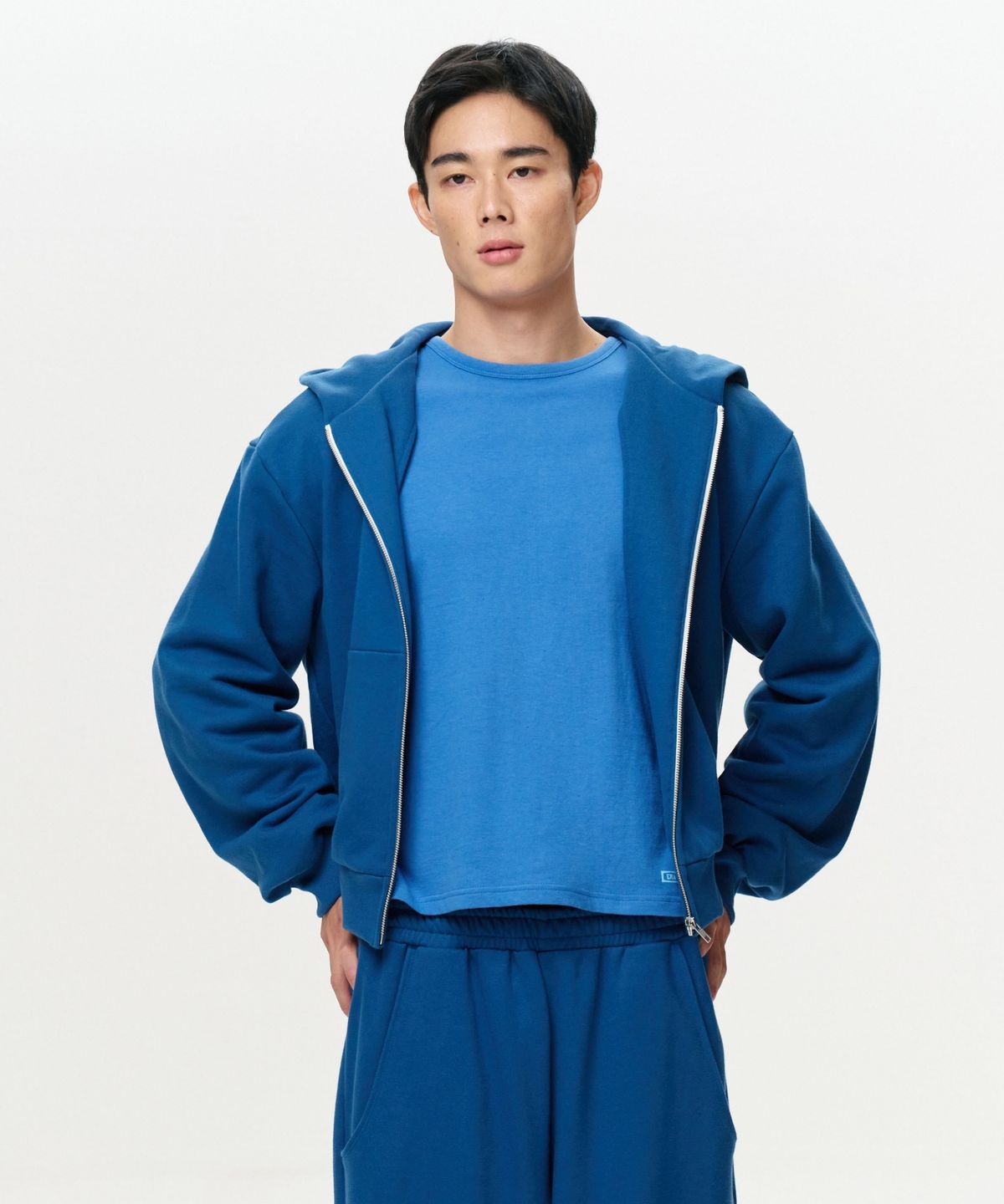 이알에이(ERA) UNISEX ERA OVERSIZED HOODED ZIP-UP - YALE BLUE