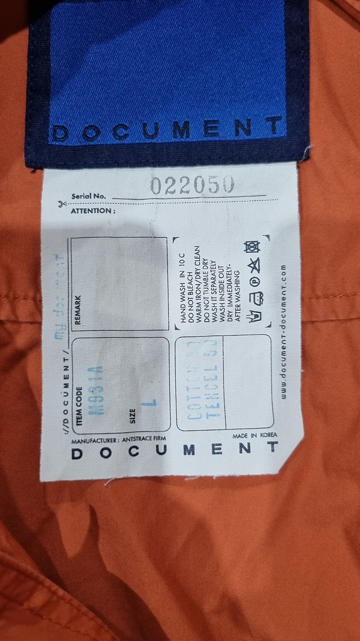 도큐먼트(DOCUMENT) 캐주얼 셔츠 L