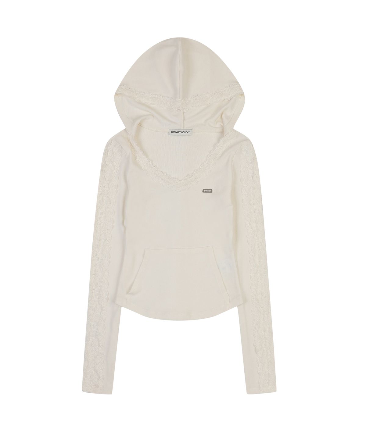 오디너리 홀리데이(ORDINARY HOLIDAY) LACE TRIM HOODIE [IVORY]