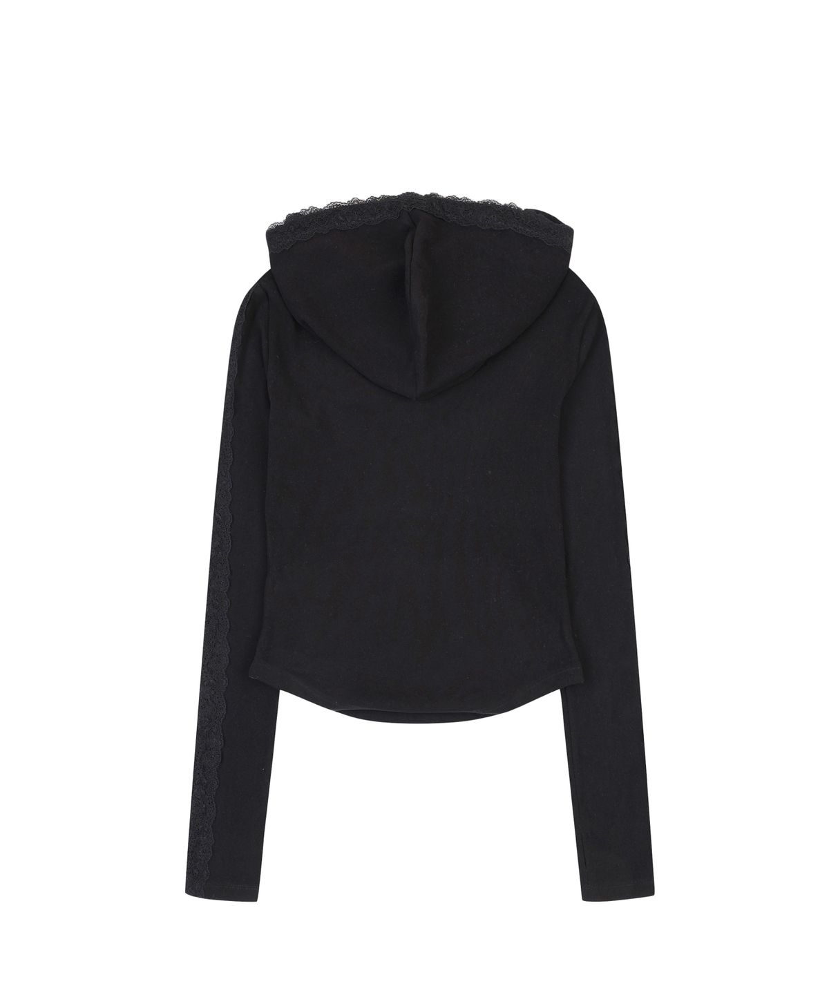 오디너리 홀리데이(ORDINARY HOLIDAY) LACE TRIM HOODIE [BLACK]