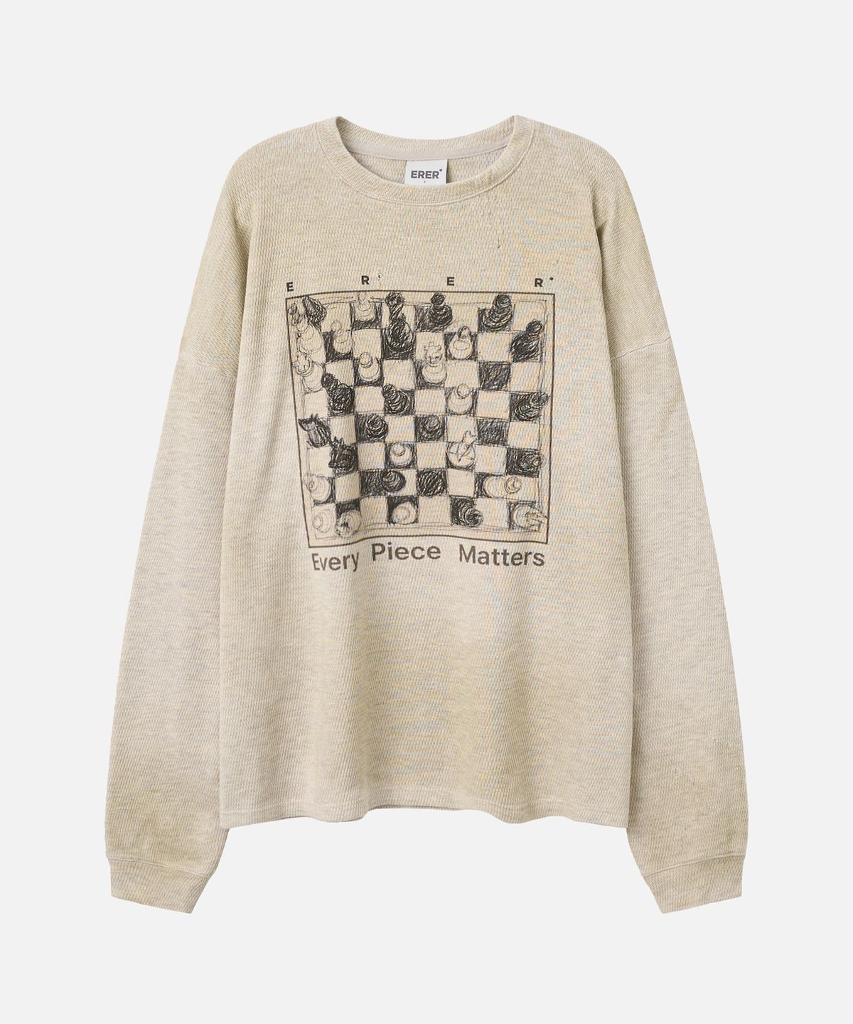 에르에르(ERER) Chess Waffle Long Sleeve Oatmeal