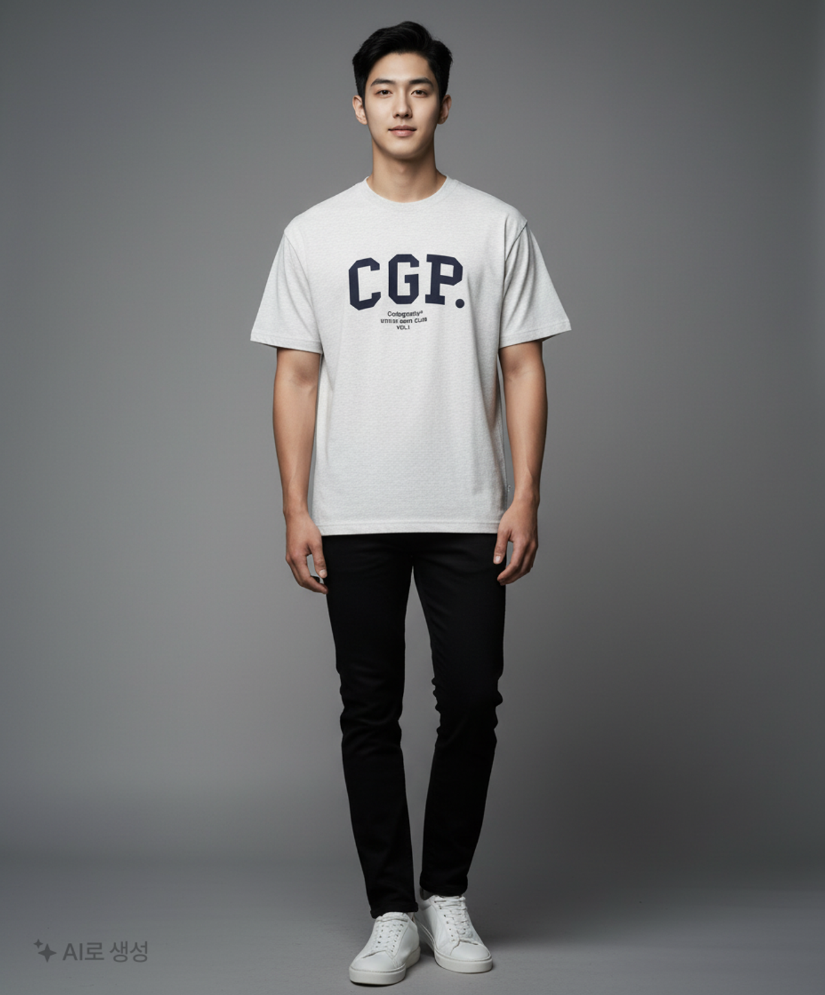코드그라피(CGP) [22SS] CGP 아치 로고 반팔 크루넥_멜란지그레이 S
