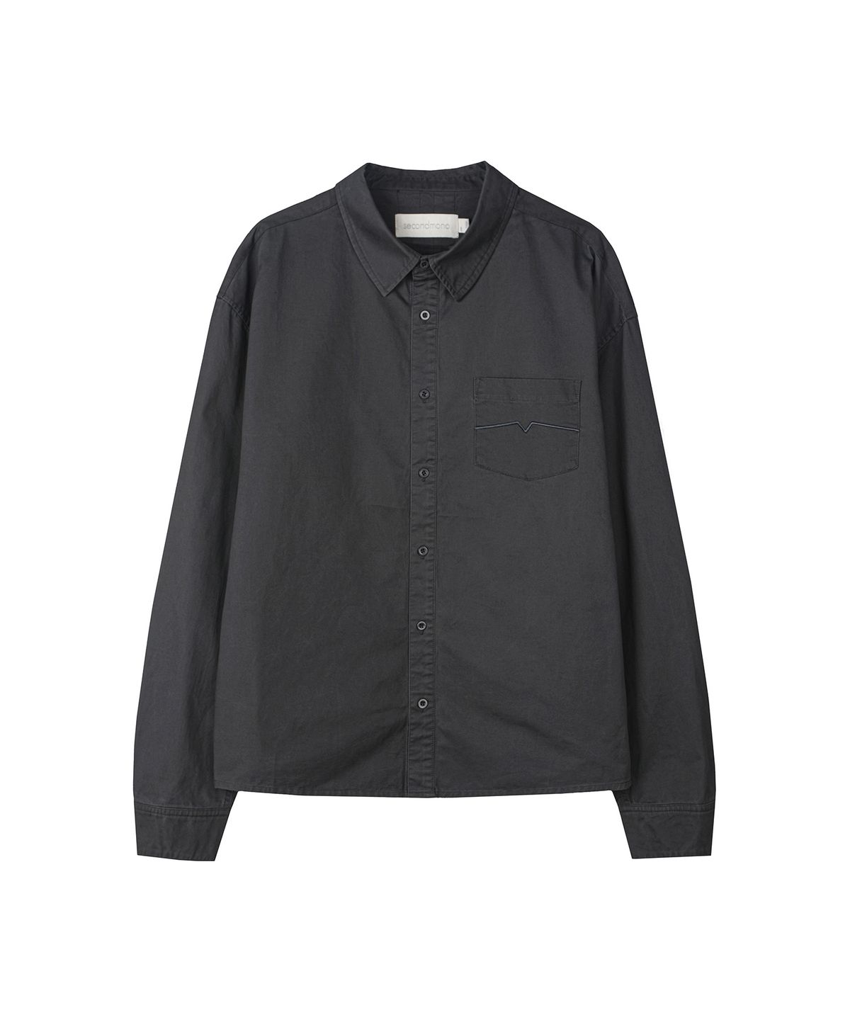 세컨모놀로그(SECONDMONO) [옷미새 미홀 콜라보]Washed Panel Shirt [CHARCOAL]_SESH032CHARCOAL