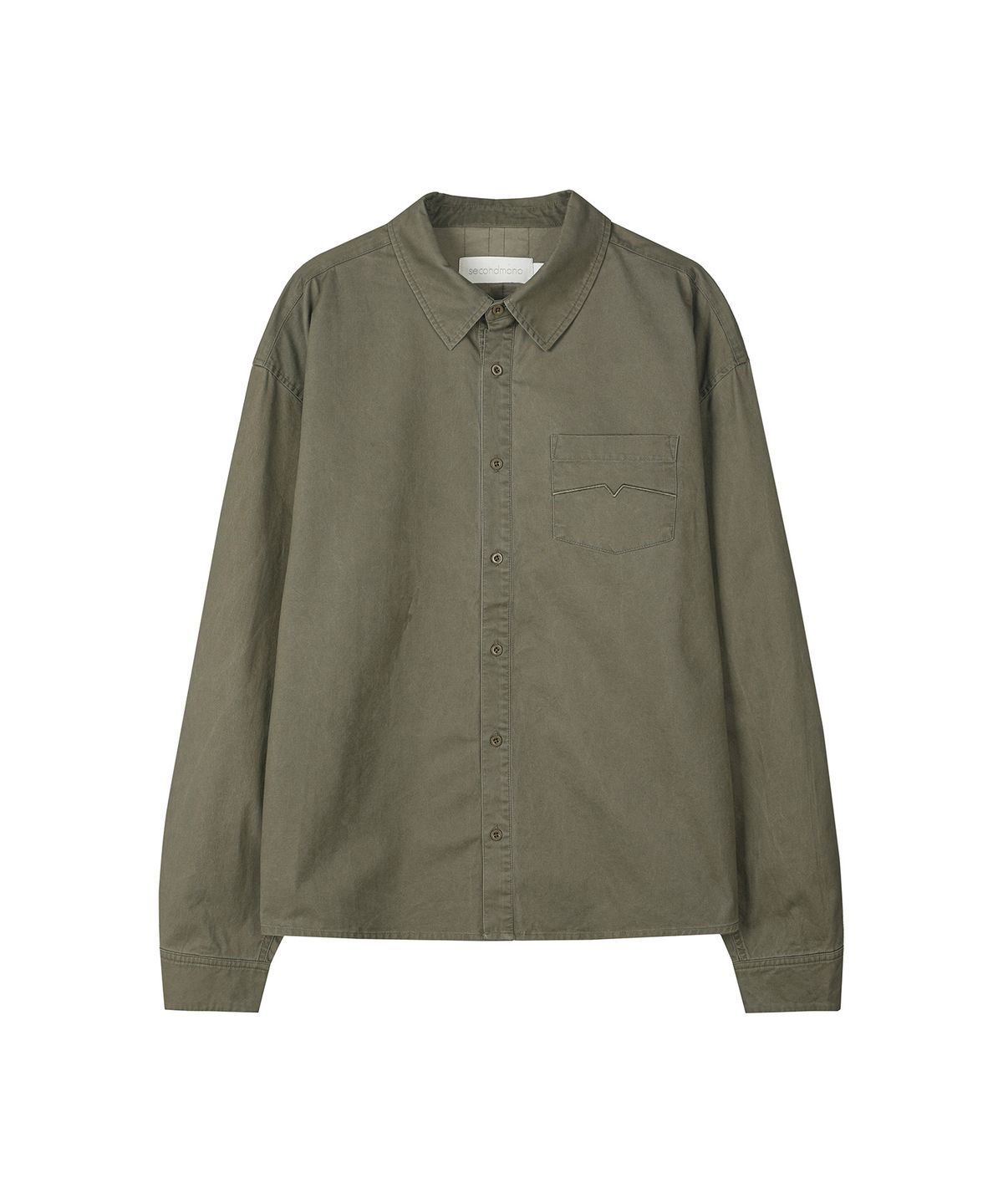 세컨모놀로그(SECONDMONO) [옷미새 미홀 콜라보]Washed Panel Shirt [KHAKI]_SESH032KHAKI