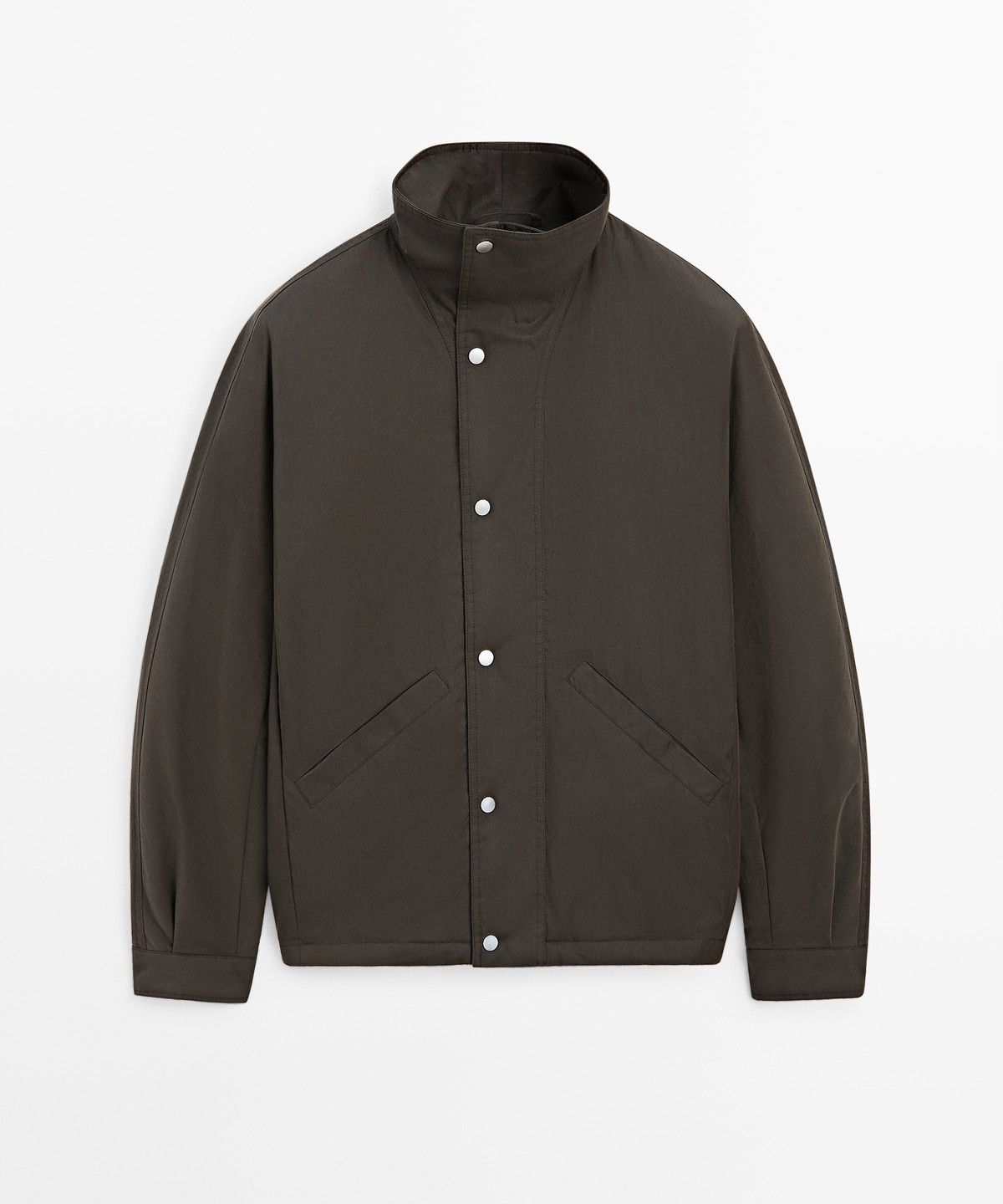 마시모두띠(MASSIMO DUTTI) 코튼 혼방 퍼널넥 재킷