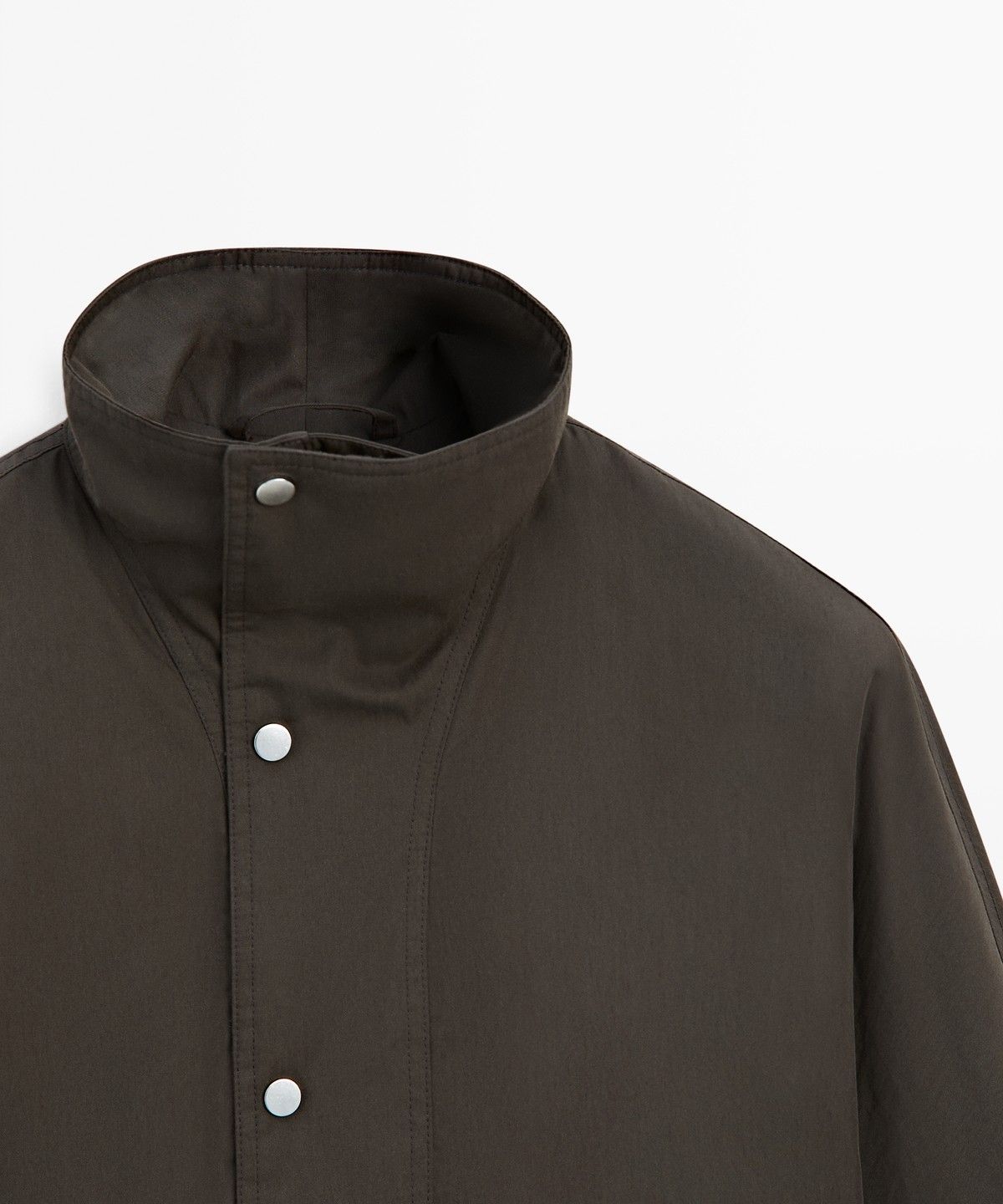 마시모두띠(MASSIMO DUTTI) 코튼 혼방 퍼널넥 재킷