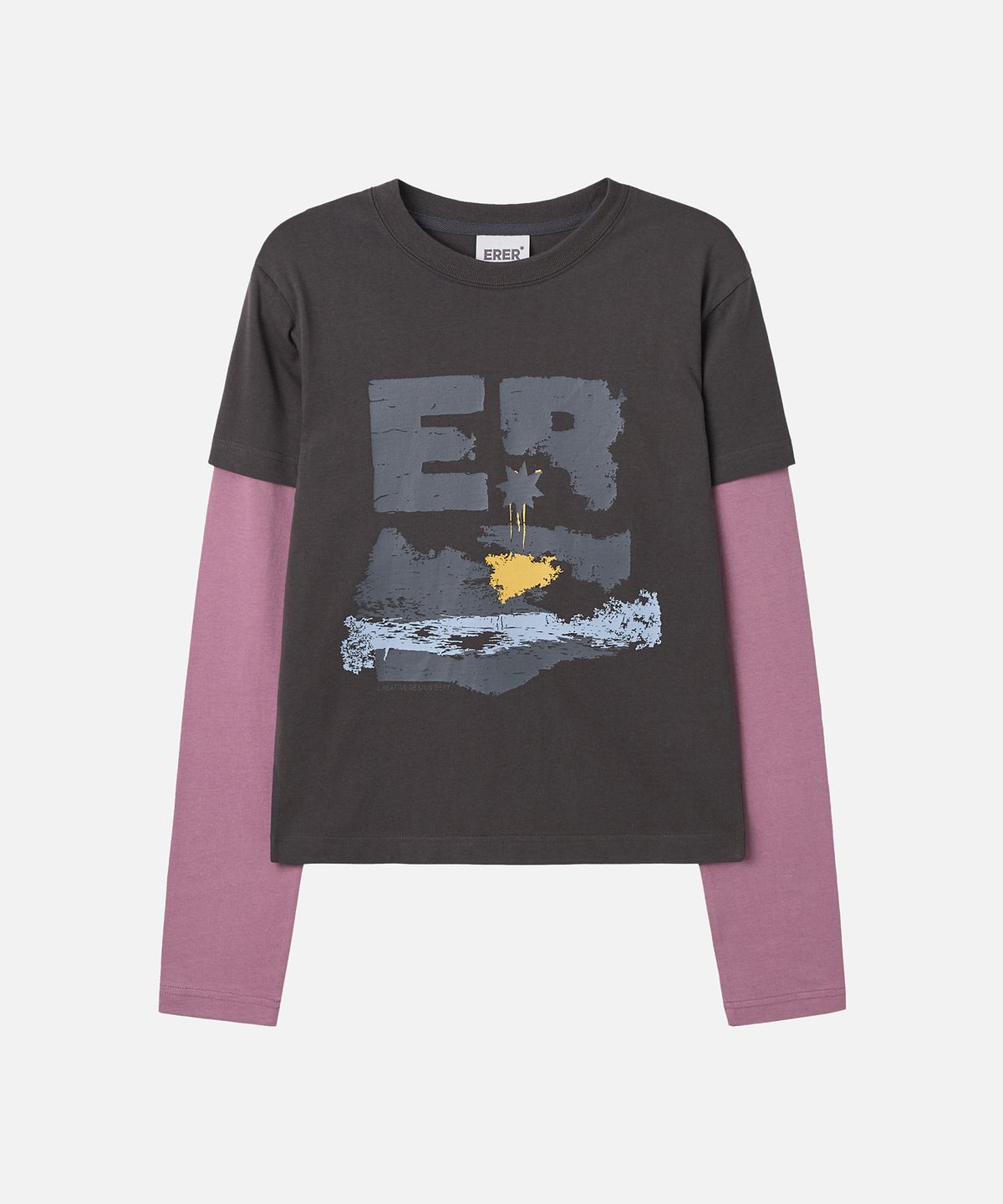 에르에르(ERER) Graphic Layered Long Sleeve Charcoal