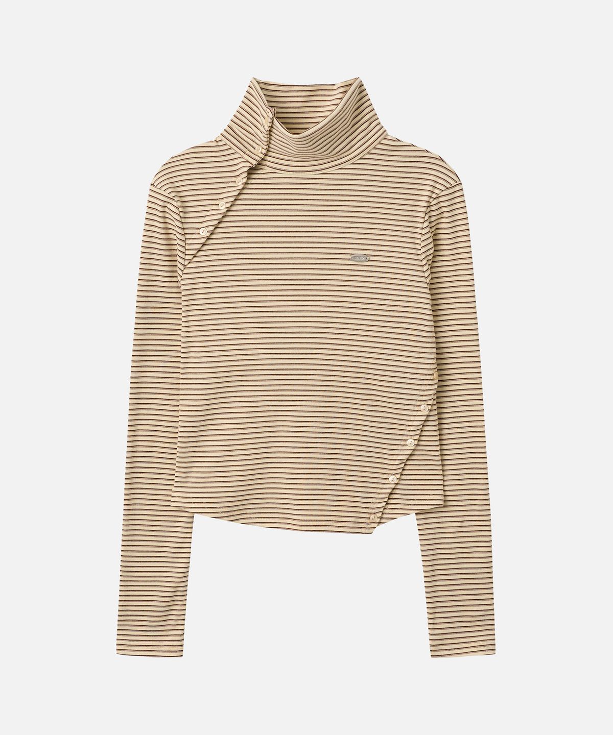 에르에르(ERER) Striped High Neck T-Shirt Ivory