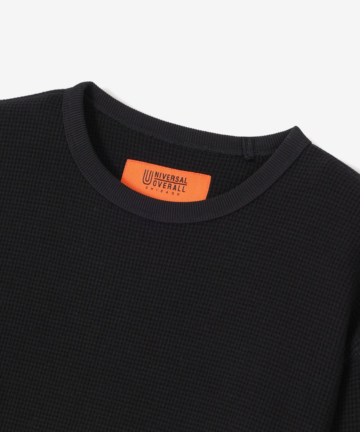 유니버셜 오버롤(UNIVERSAL OVERALL) HEAVYWEIGHT WAFFLE LONG SLEEVE T-SHIRT BLACK