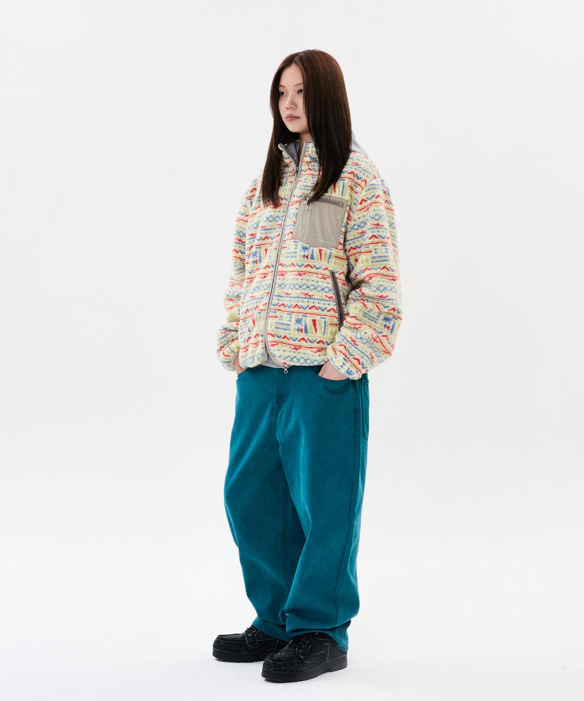 위캔더스(WKNDRS) AZTEC SHERPA JACKET (IVORY)