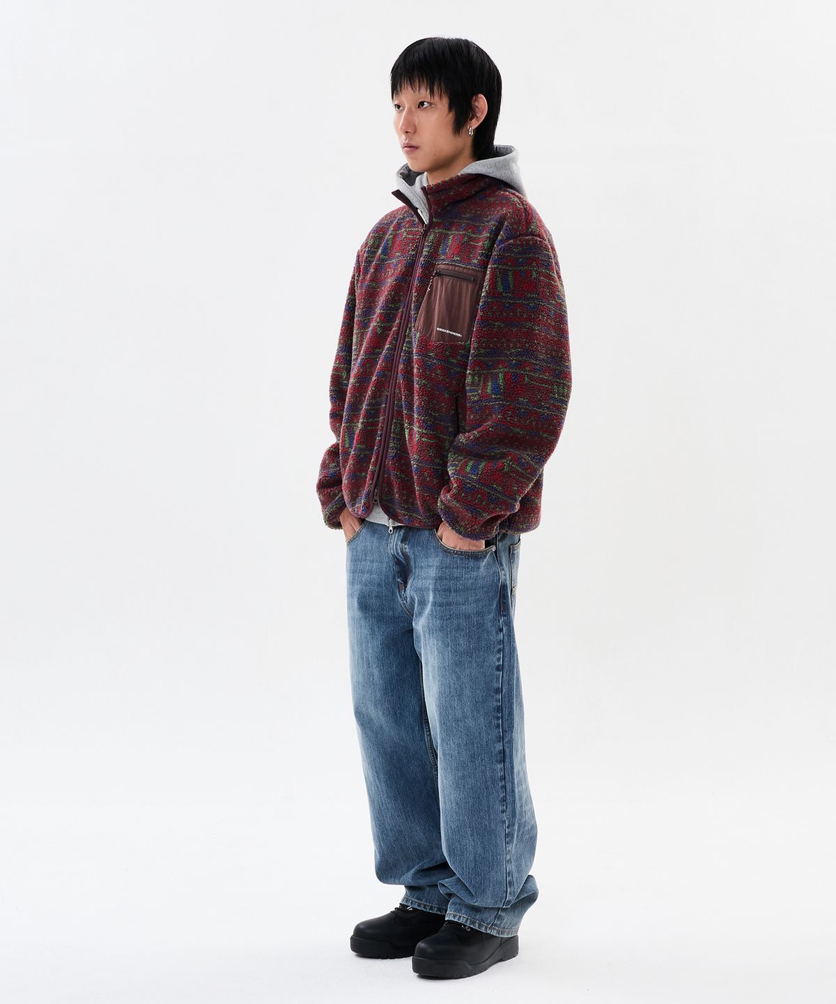 위캔더스(WKNDRS) AZTEC SHERPA JACKET (BURGUNDY)