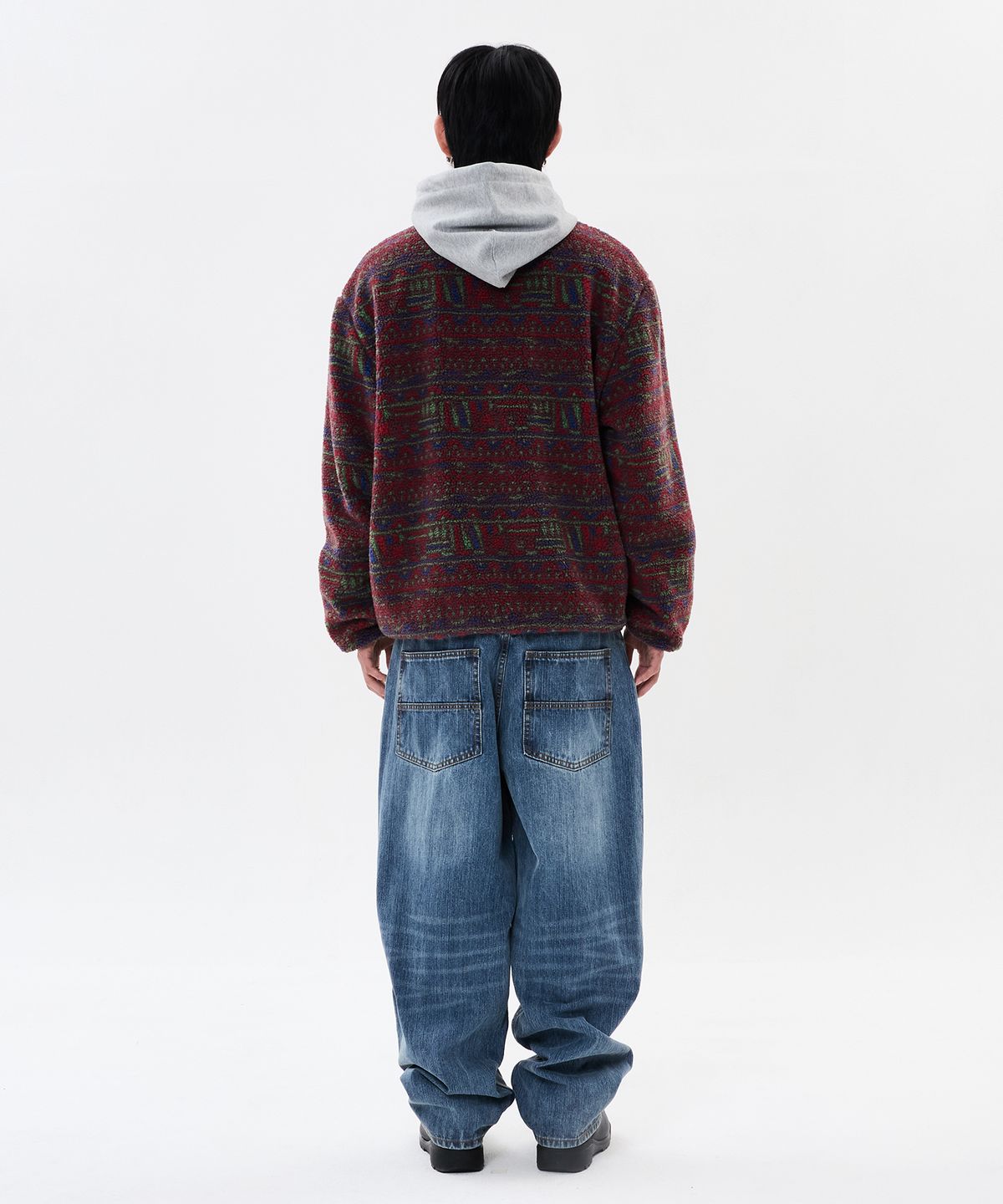 위캔더스(WKNDRS) AZTEC SHERPA JACKET (BURGUNDY)