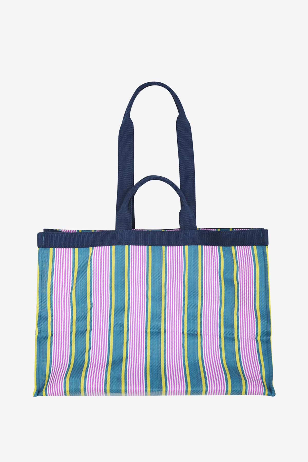 르몽생미셸(LE MONT ST MICHEL) [Moismont] Nylon Striped Tote Bag_Pink