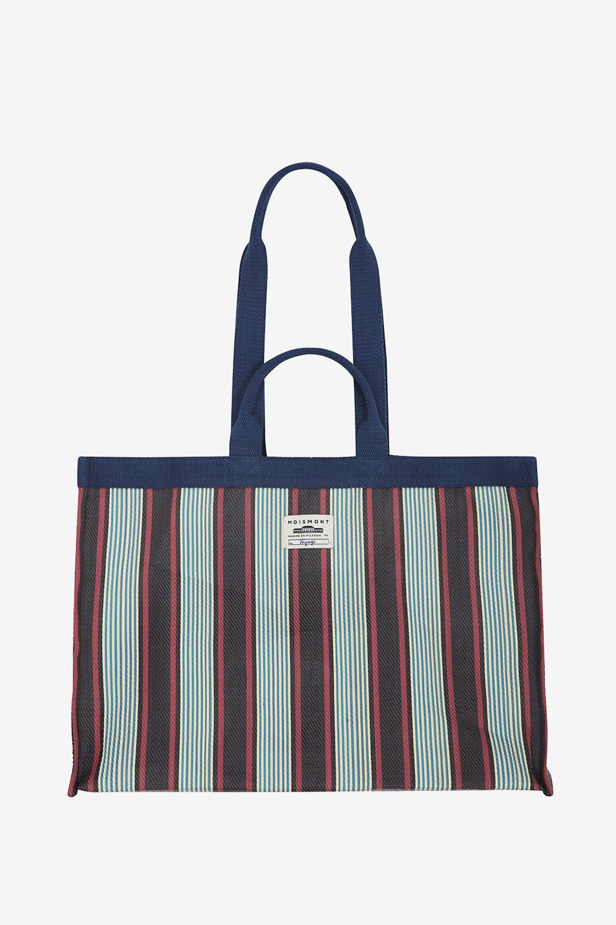 르몽생미셸(LE MONT ST MICHEL) [Moismont] Nylon Striped Tote Bag_Blue
