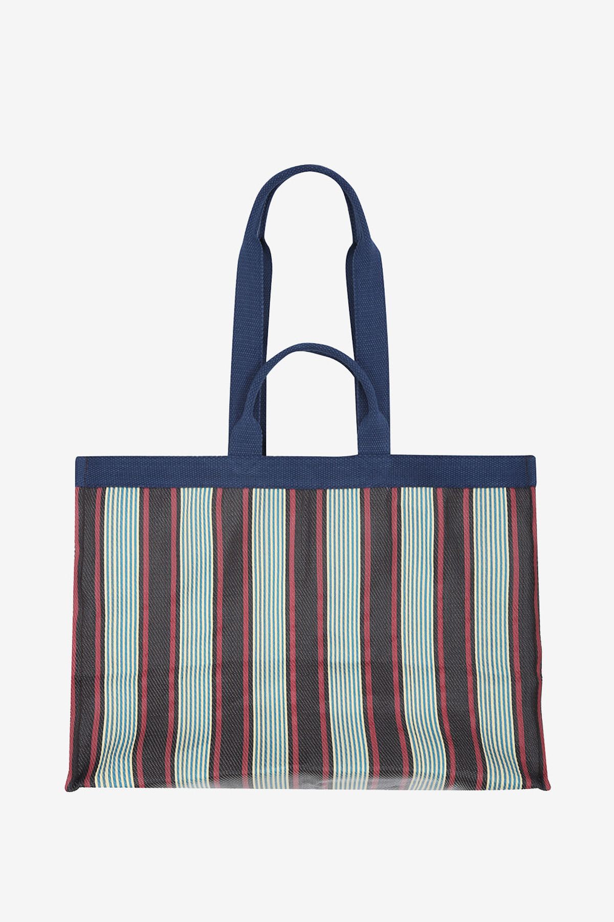 르몽생미셸(LE MONT ST MICHEL) [Moismont] Nylon Striped Tote Bag_Blue