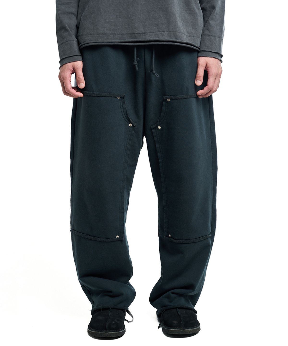 쓰리아이(3IE) IMPERFECT DOUBLE KNEE SWEATPANTS_BLACK