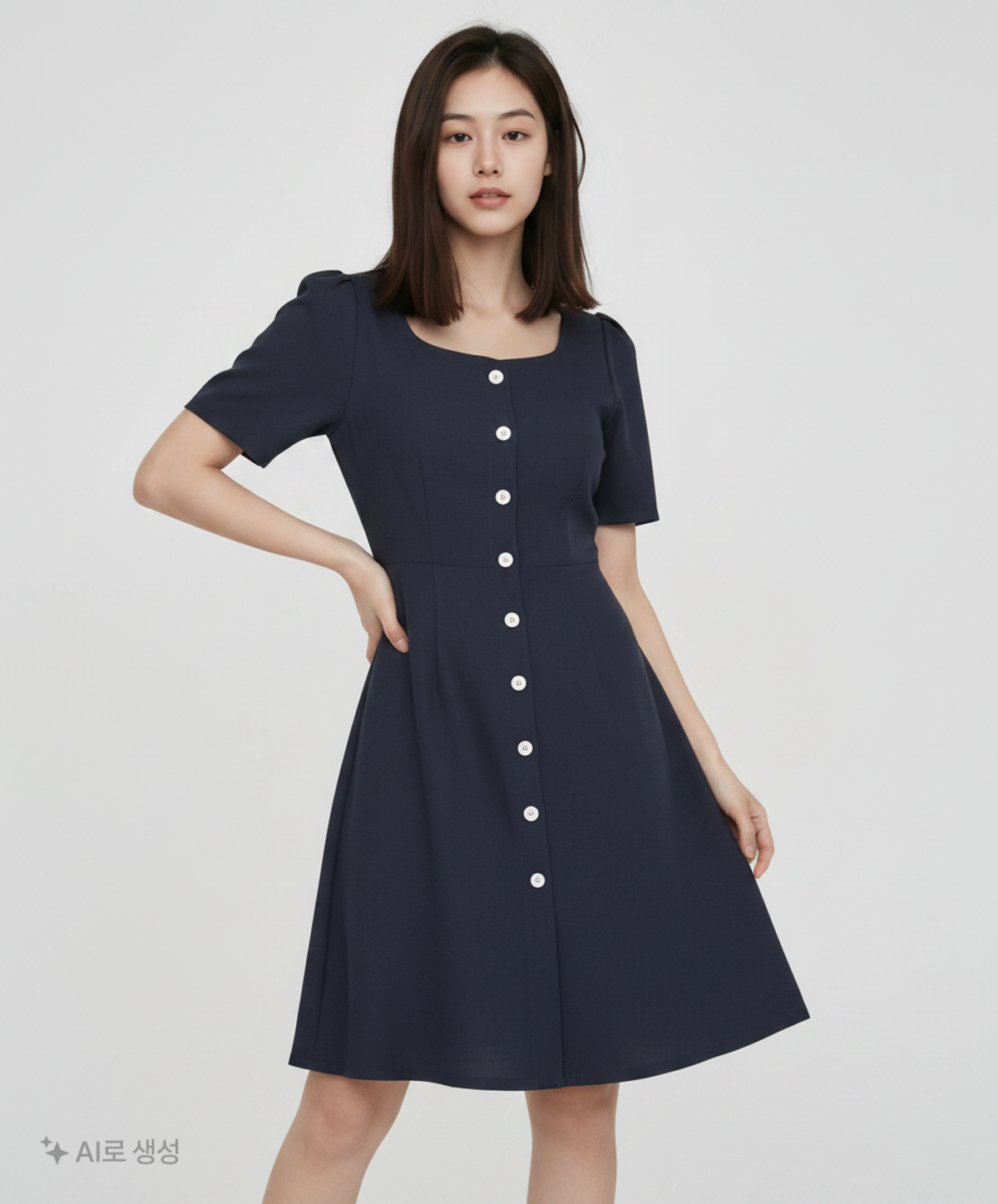 미쏘(MIXXO) 퍼프소매 A라인 미니 원피스_MIWOWD702G S