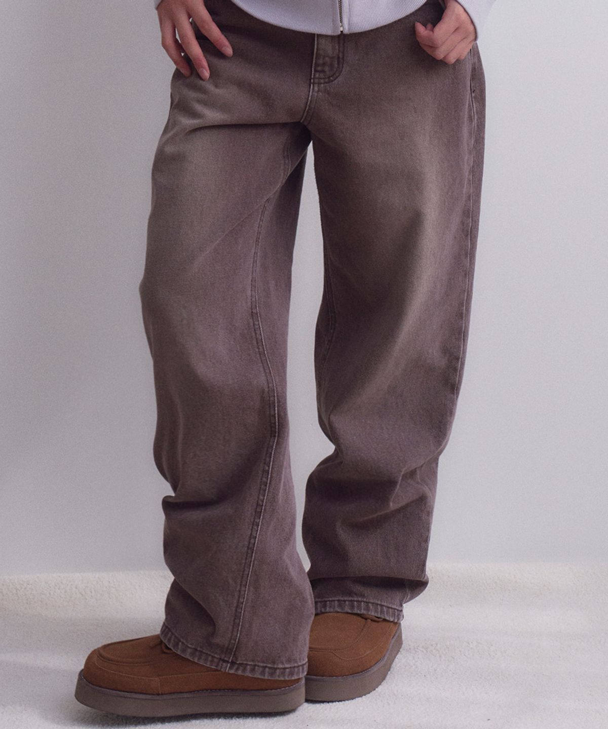 오피쉬(OAFISH) Hazy Wide Pants, Purple Brown