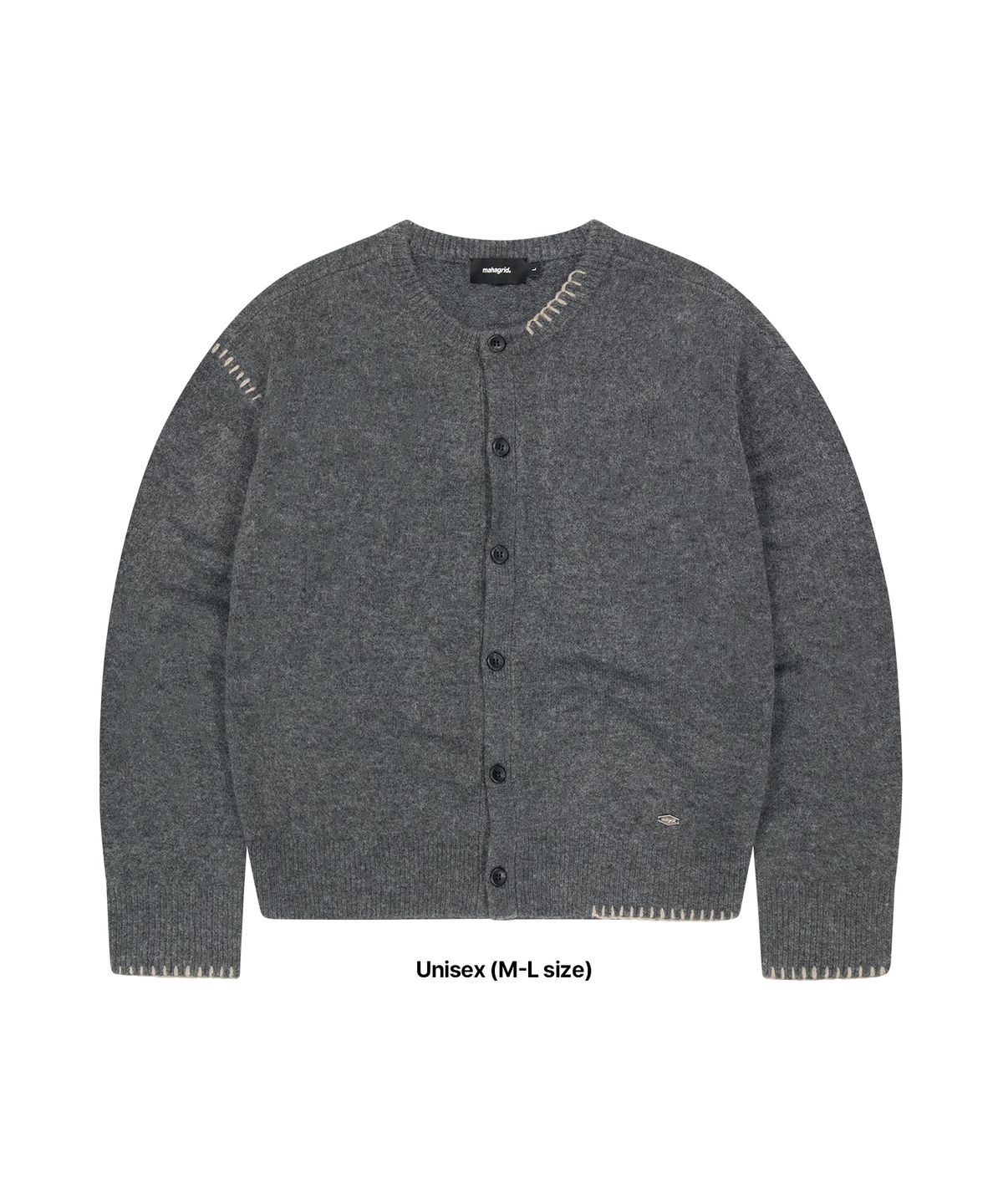 마하그리드(MAHAGRID) ROUND BUTTON UP CROP CARDIGAN[CHARCOAL]