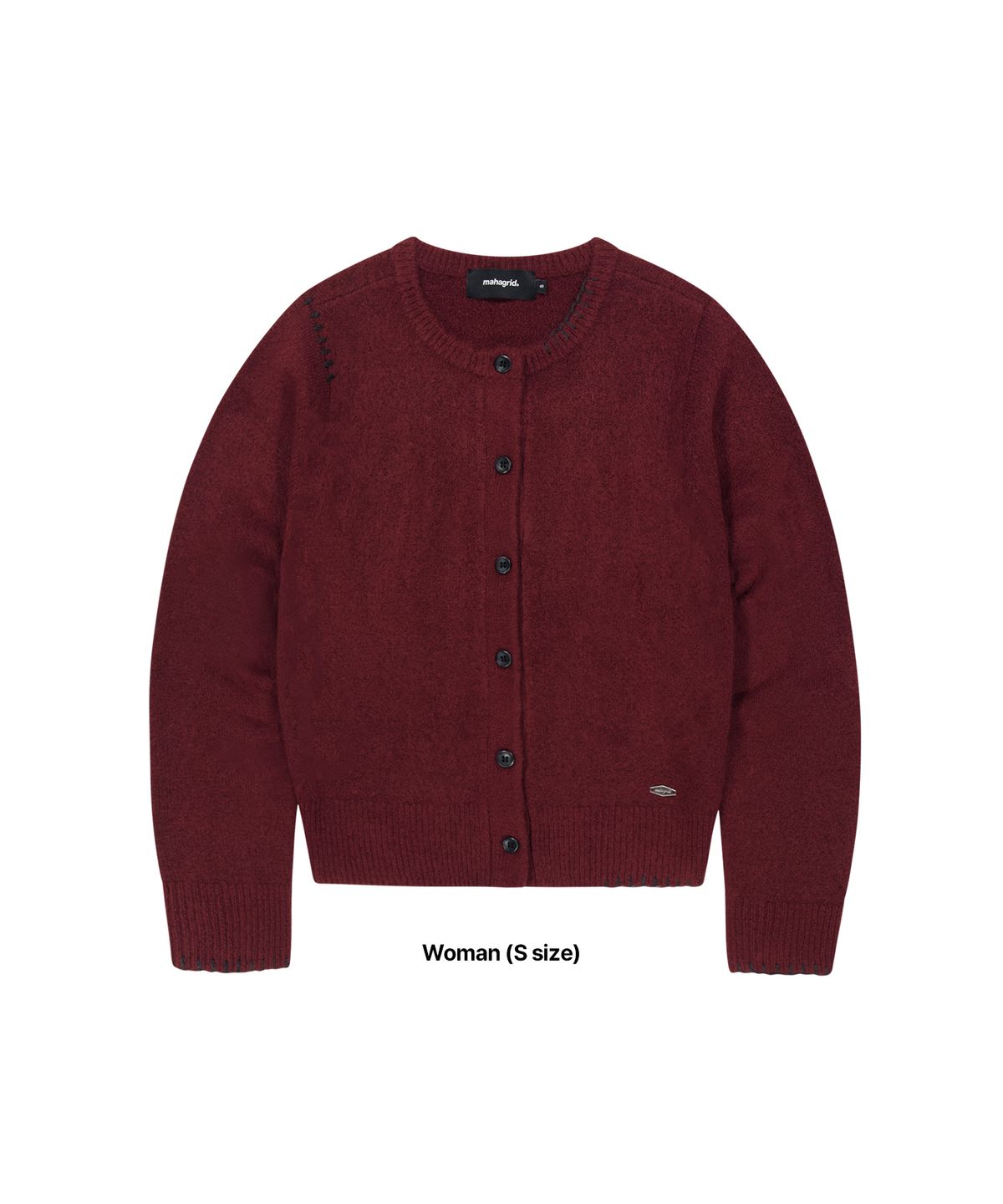 마하그리드(MAHAGRID) ROUND BUTTON UP CROP CARDIGAN[RED]