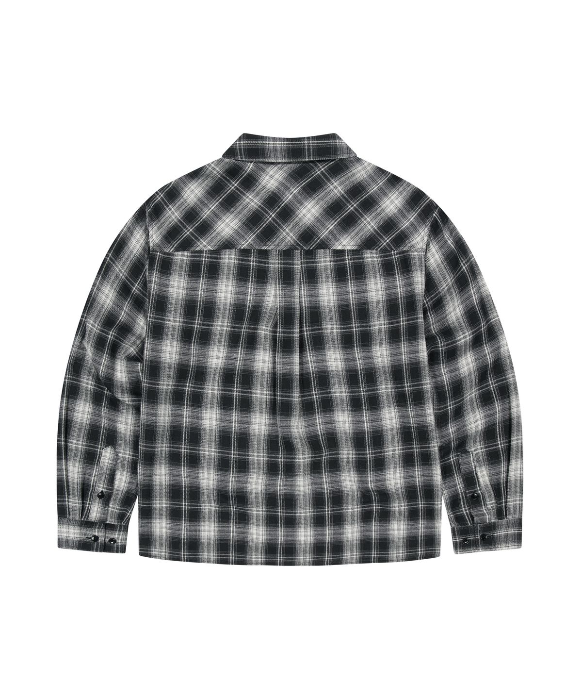 마하그리드(MAHAGRID) TWO POCKET CROP CHECK SHIRT[BLACK]
