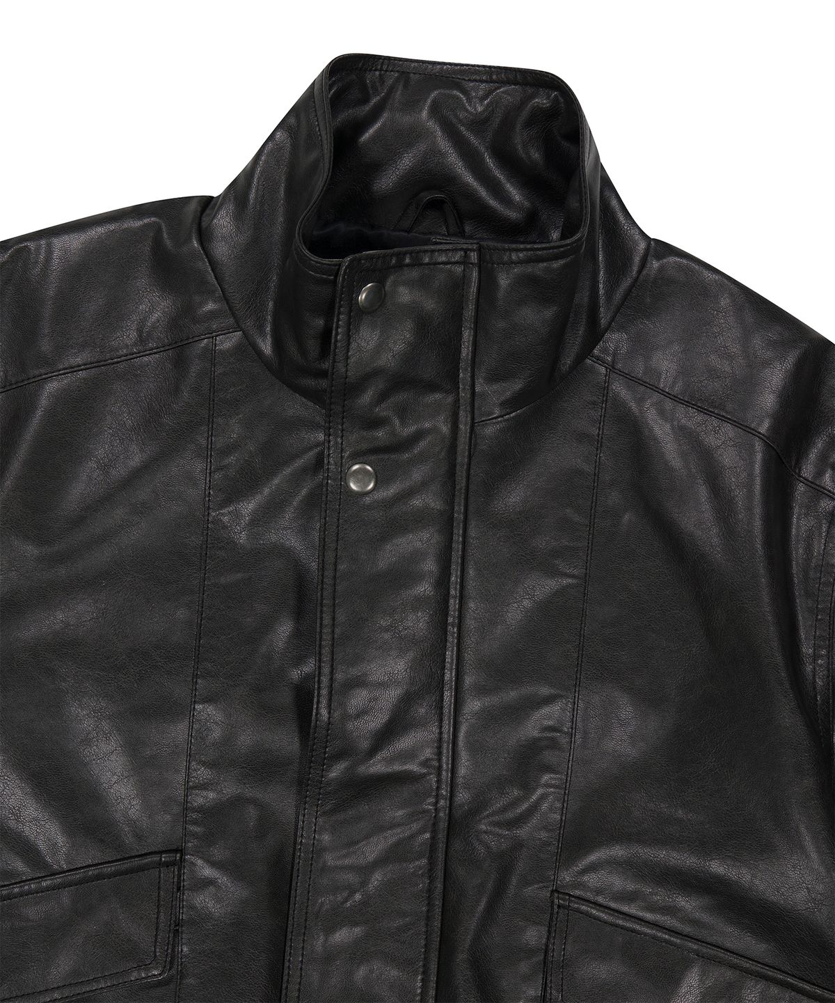 마하그리드(MAHAGRID) FAUX LEATHER BLOUSON JACKET[BLACK]