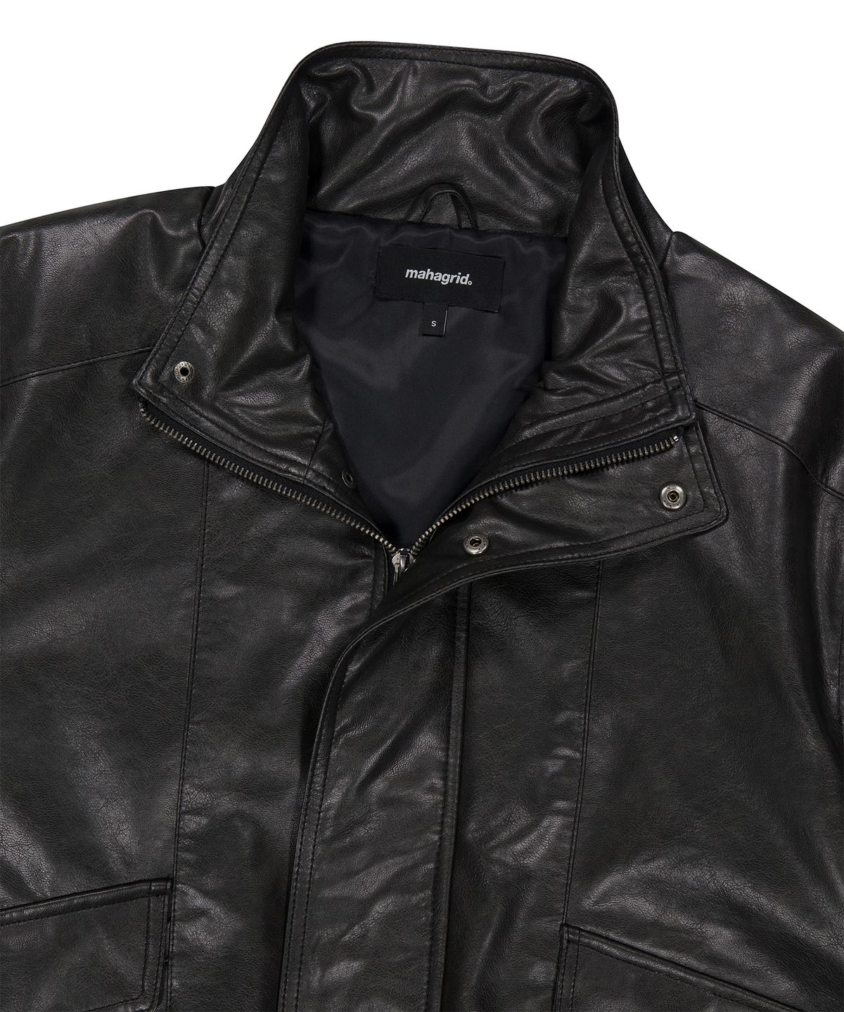 마하그리드(MAHAGRID) FAUX LEATHER BLOUSON JACKET[BLACK]