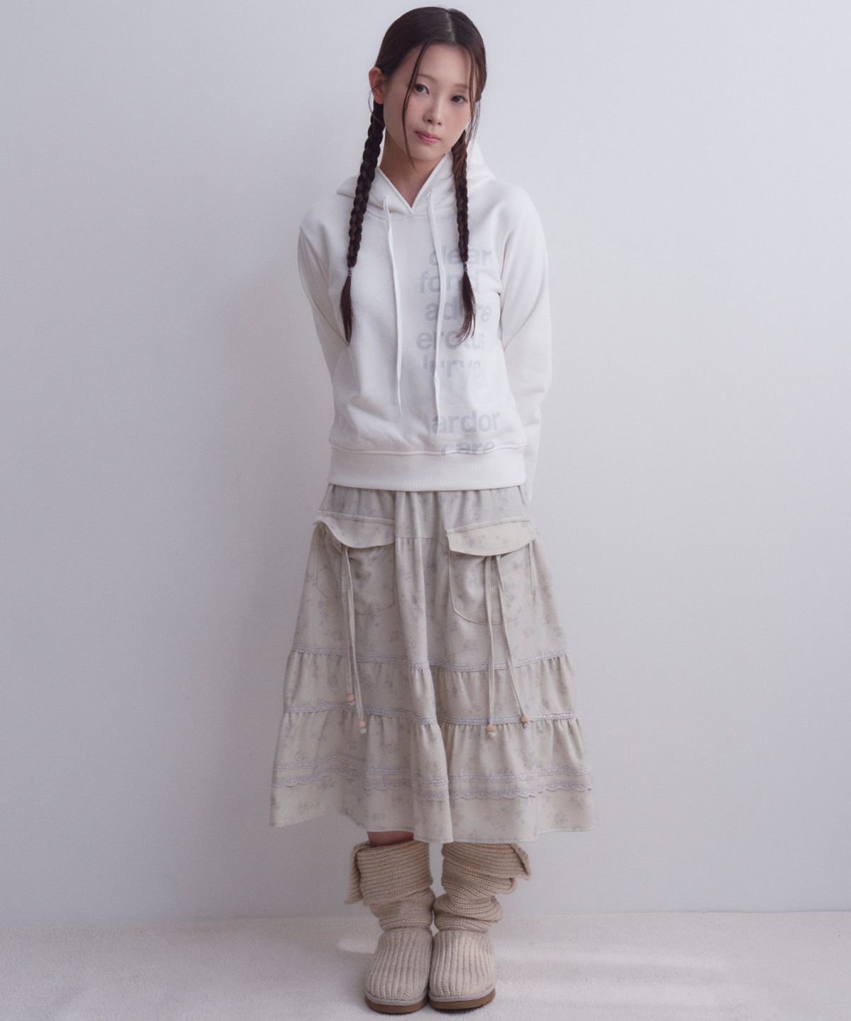 오피쉬(OAFISH) Lace Shirring Pocket Skirt, Khaki