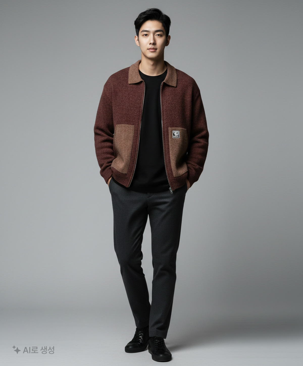 크리틱(CRITIC) WORK JACKET KNIT ZIP UP PURPLE M