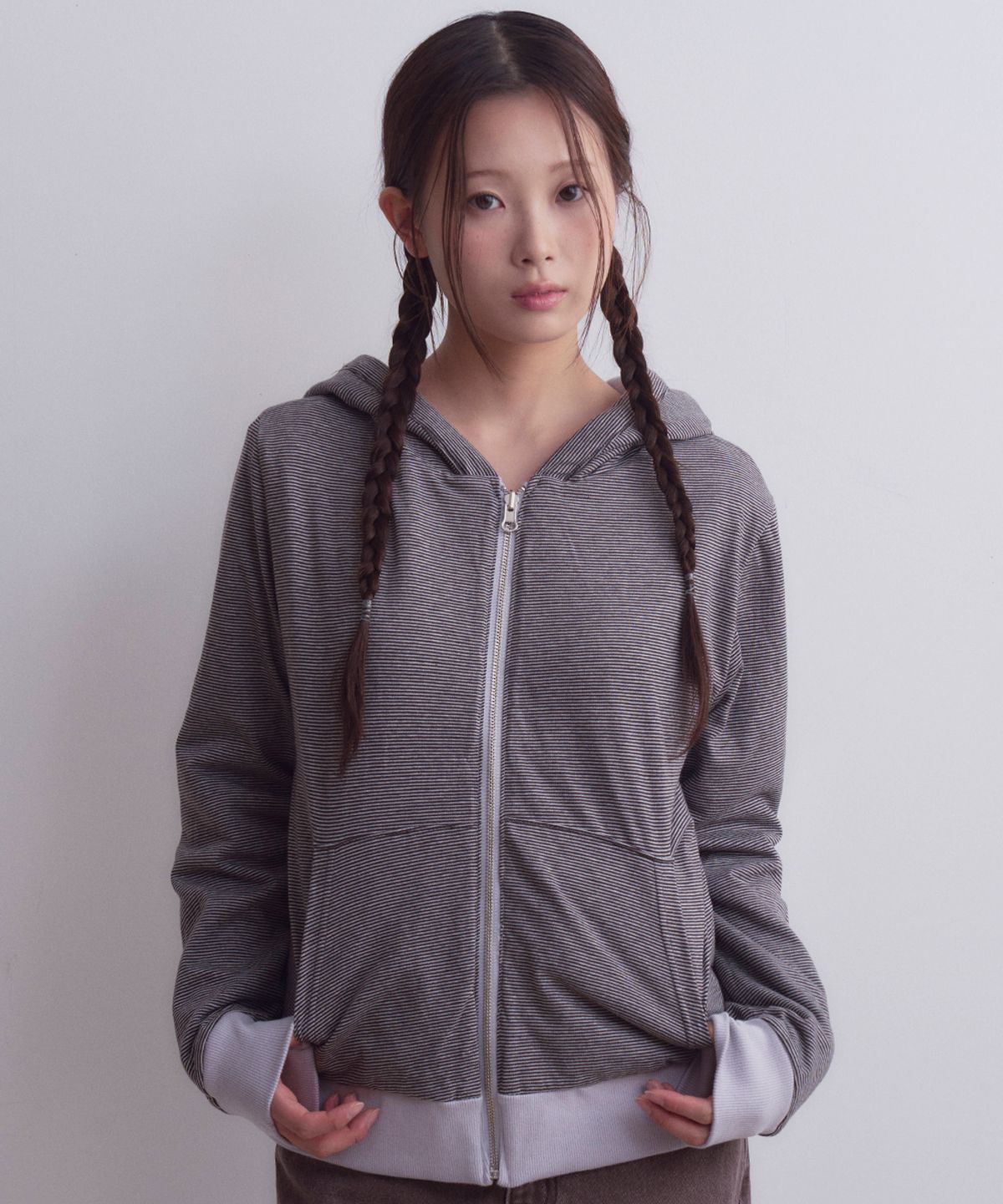 오피쉬(OAFISH) Flower Button Reversible Hoodie Zip Up, Lavender