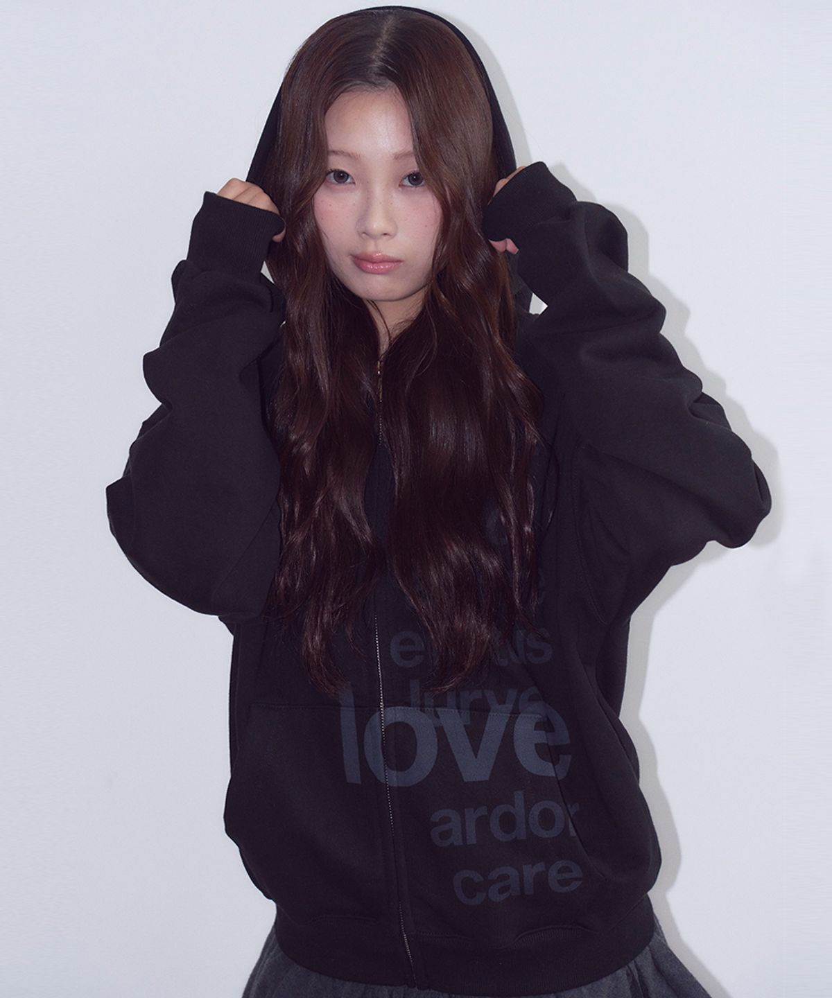 오피쉬(OAFISH) Lettering Hoodie Zip Up, Black
