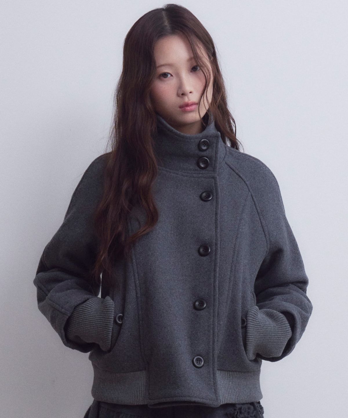 오피쉬(OAFISH) Erid Button Wool Jacket, Charcoal