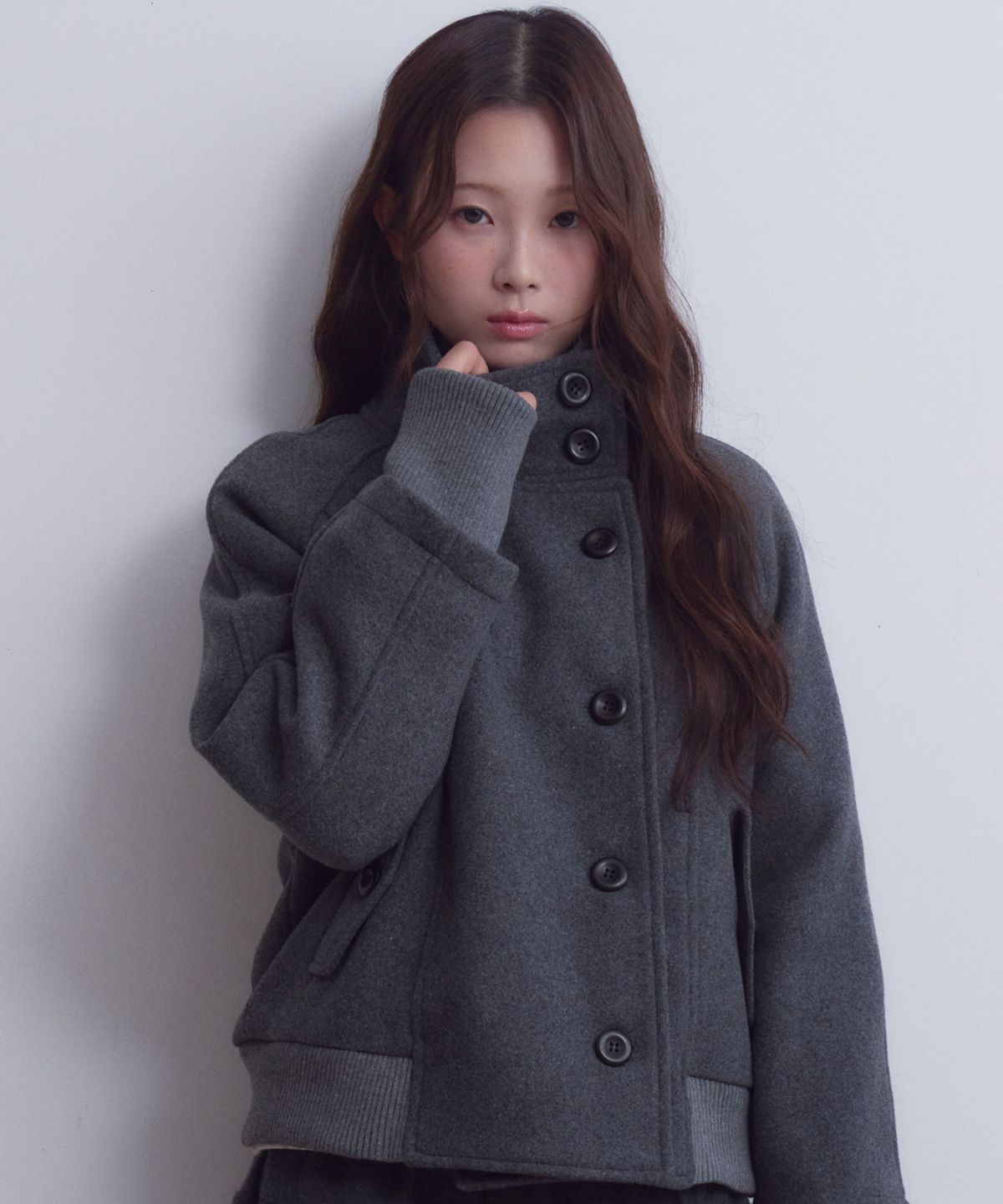오피쉬(OAFISH) Erid Button Wool Jacket, Charcoal