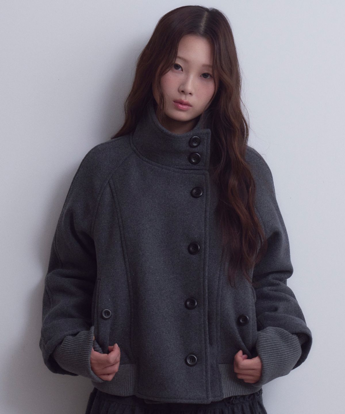 오피쉬(OAFISH) Erid Button Wool Jacket, Charcoal
