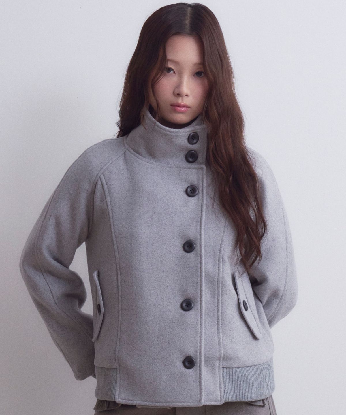 오피쉬(OAFISH) Erid Button Wool Jacket, Gray