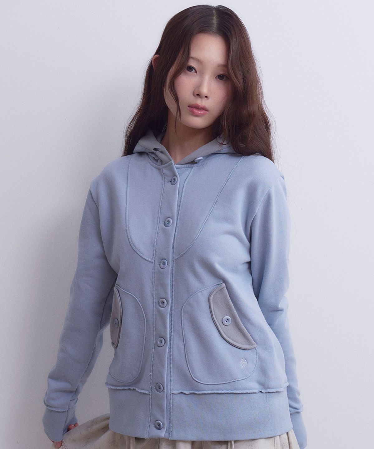 오피쉬(OAFISH) Button Up Hooded Jacket, Sky blue