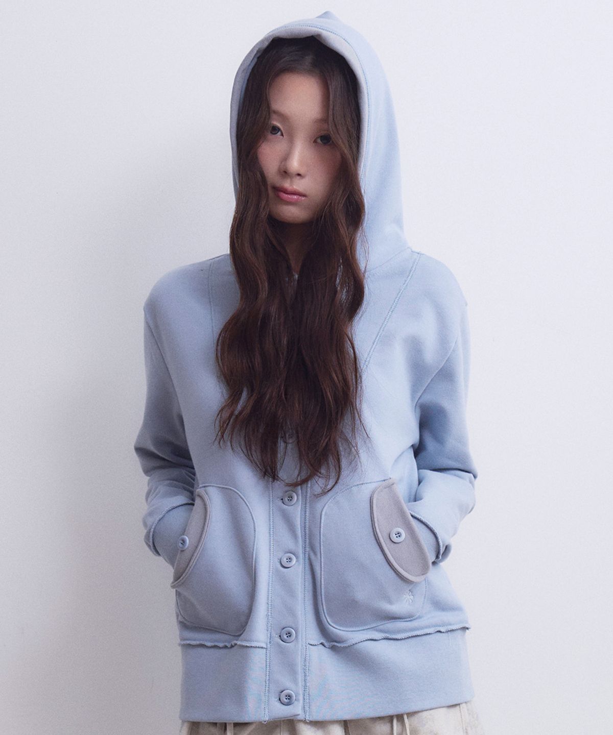 오피쉬(OAFISH) Button Up Hooded Jacket, Sky blue