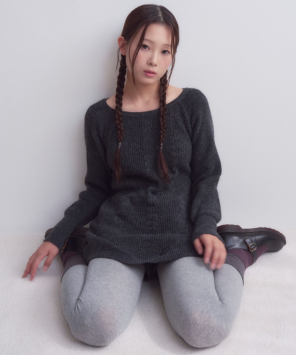오피쉬(OAFISH) Hachi Knit Dress, Charcoal