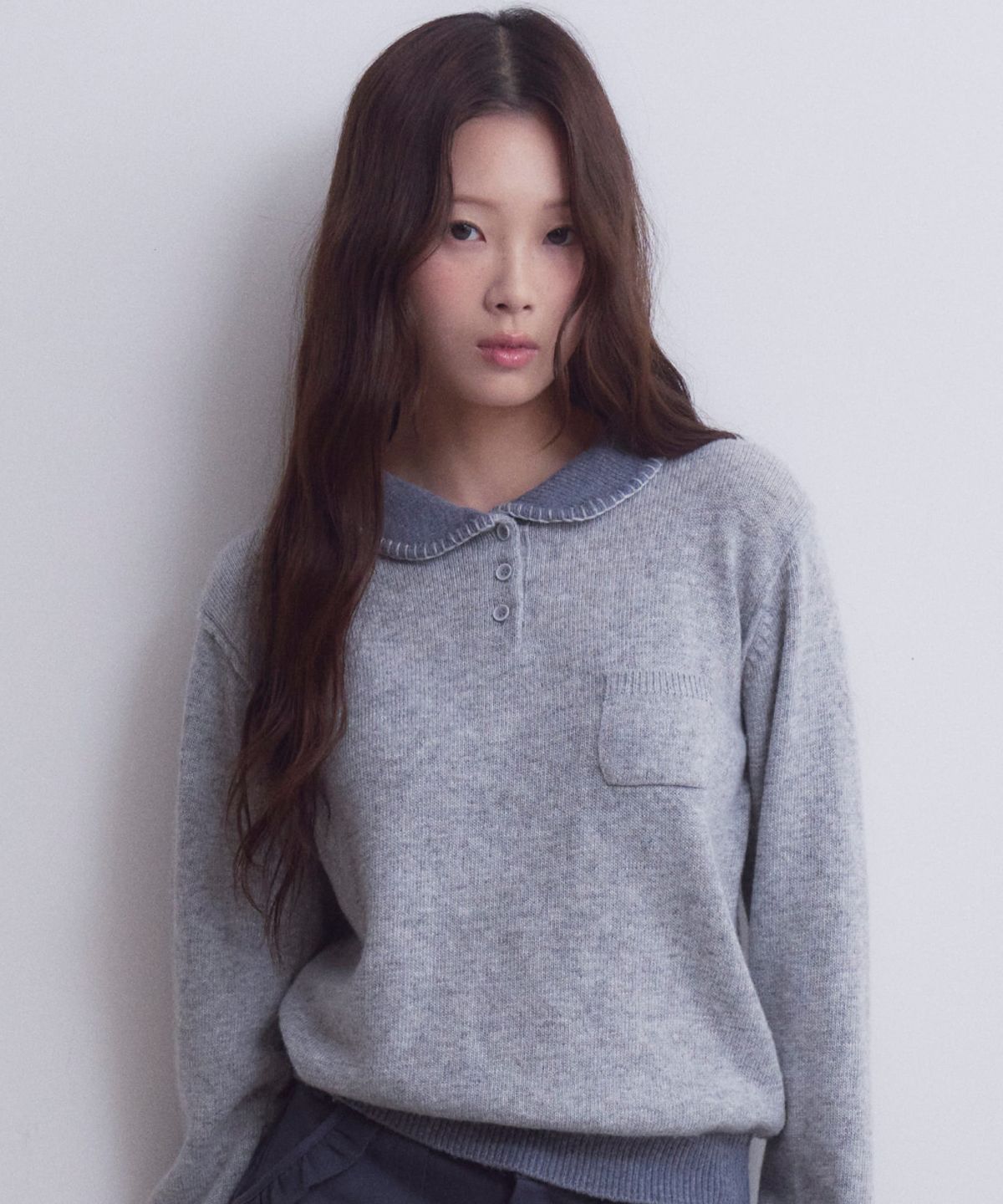 오피쉬(OAFISH) Stitch Collar Knit, Gray