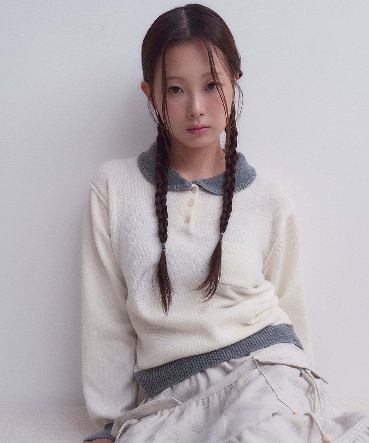 오피쉬(OAFISH) Stitch Collar Knit, Ivory