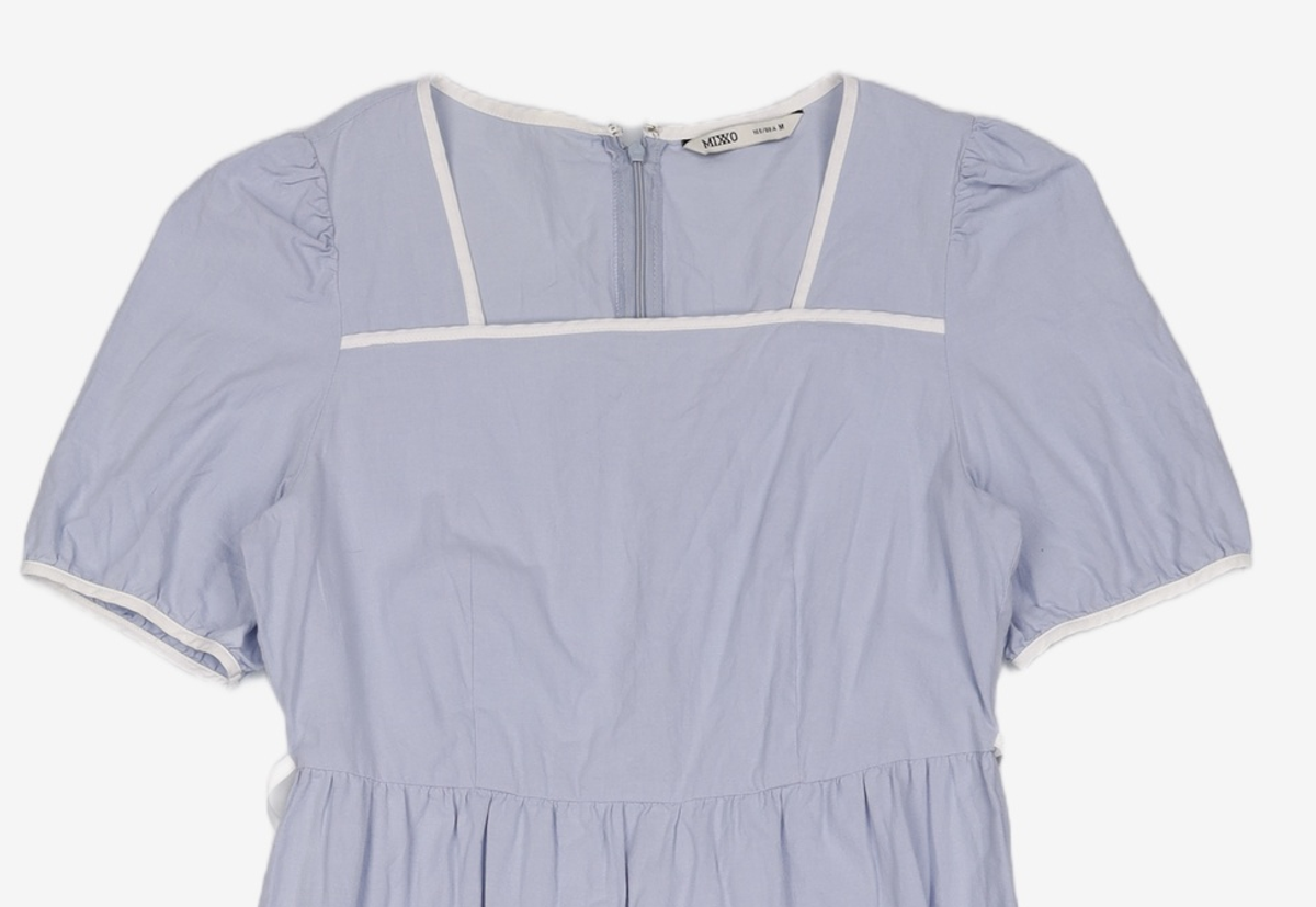 미쏘(MIXXO) 스퀘어넥 배색 롱 원피스_MIWOWD601G M