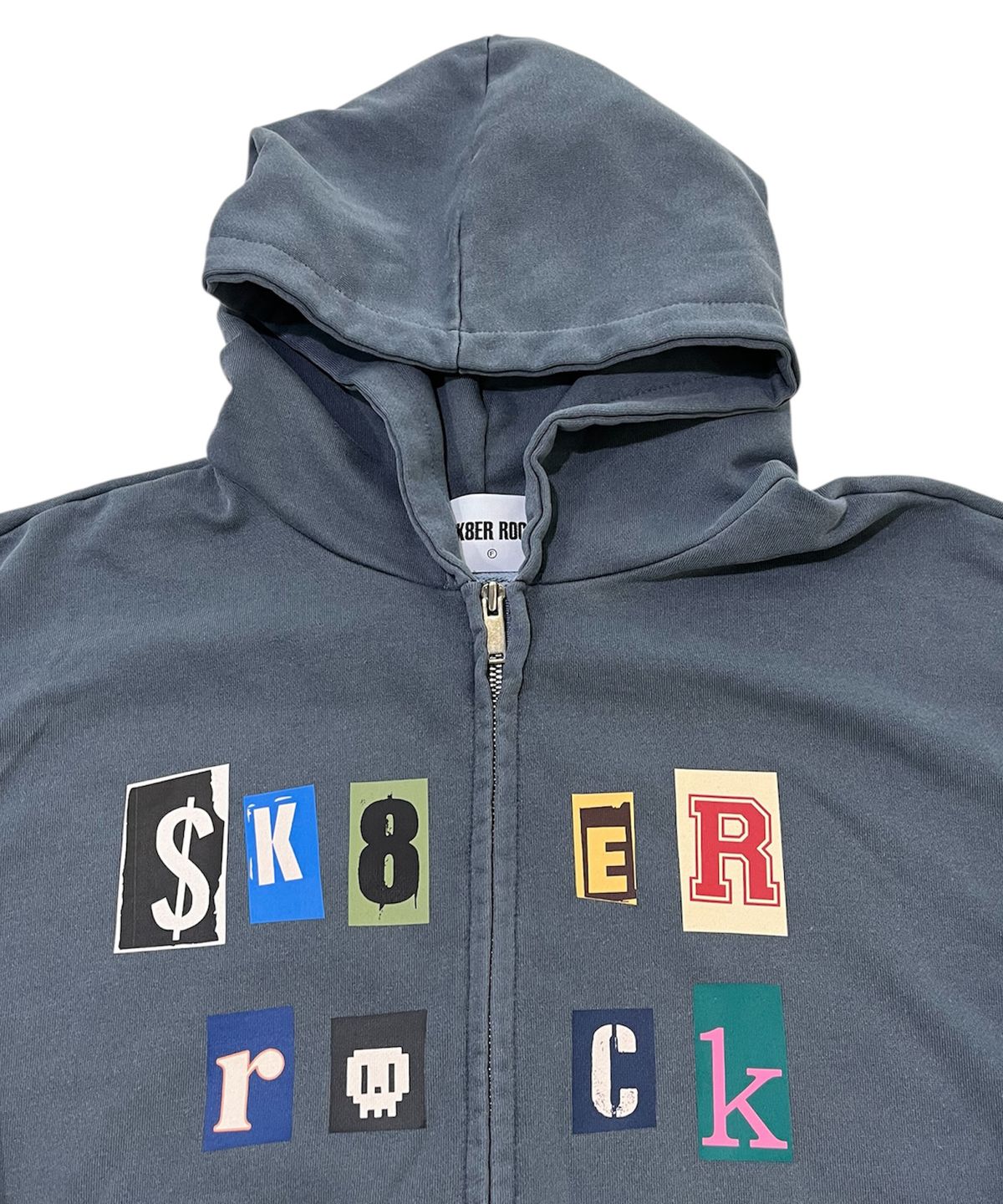 스케이터락(SK8ER ROCK) Collage Logo Pigment Sweat Hood Zip-Up (Navy)