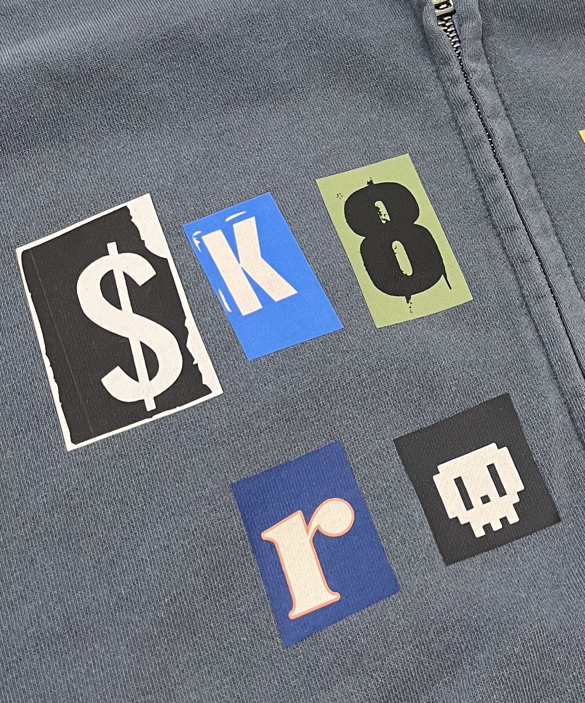 스케이터락(SK8ER ROCK) Collage Logo Pigment Sweat Hood Zip-Up (Navy)
