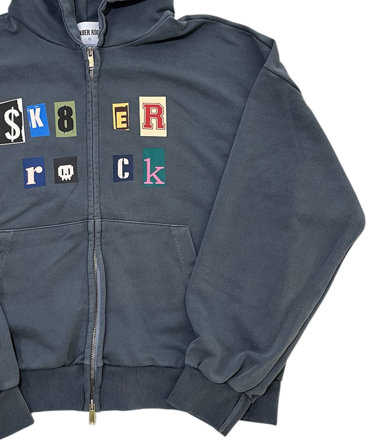 스케이터락(SK8ER ROCK) Collage Logo Pigment Sweat Hood Zip-Up (Navy)