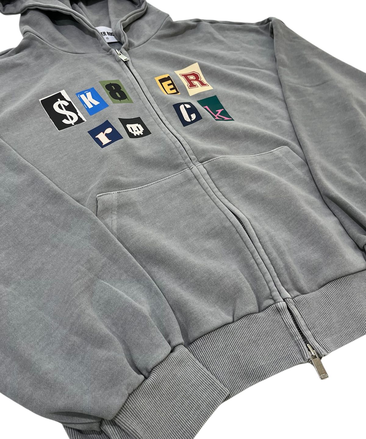 스케이터락(SK8ER ROCK) Collage Logo Pigment Sweat Hood Zip-Up (Gray)