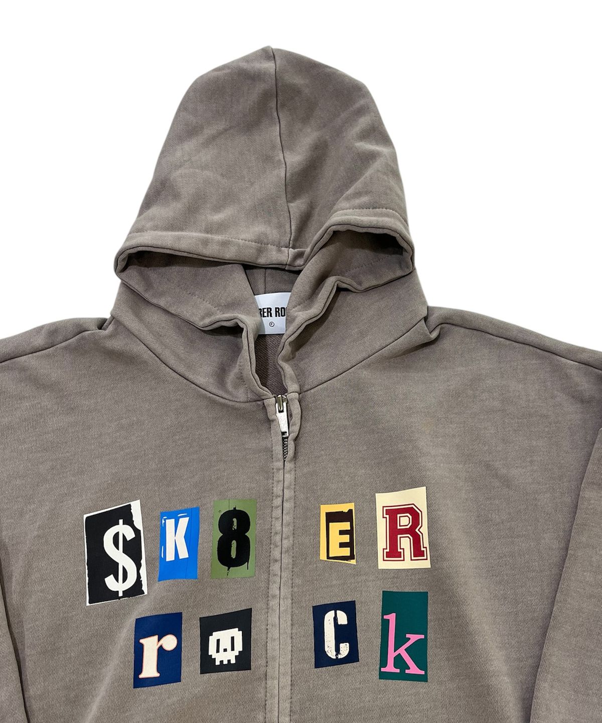 스케이터락(SK8ER ROCK) Collage Logo Pigment Sweat Hood Zip-Up (Beige)