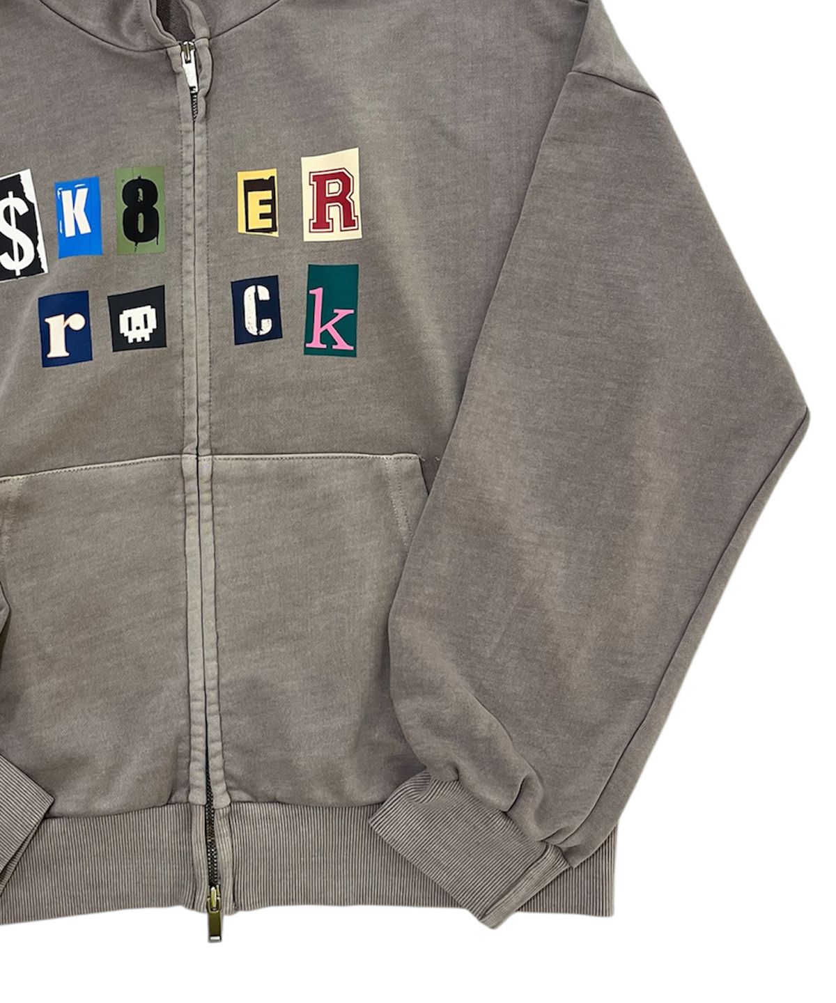 스케이터락(SK8ER ROCK) Collage Logo Pigment Sweat Hood Zip-Up (Beige)