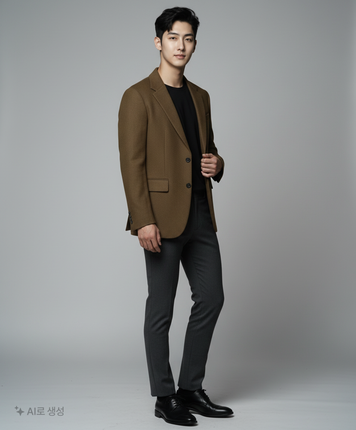 넌블랭크(NONBLANK) 세미 오버 핏 저지 블레이저_DARK BROWN M