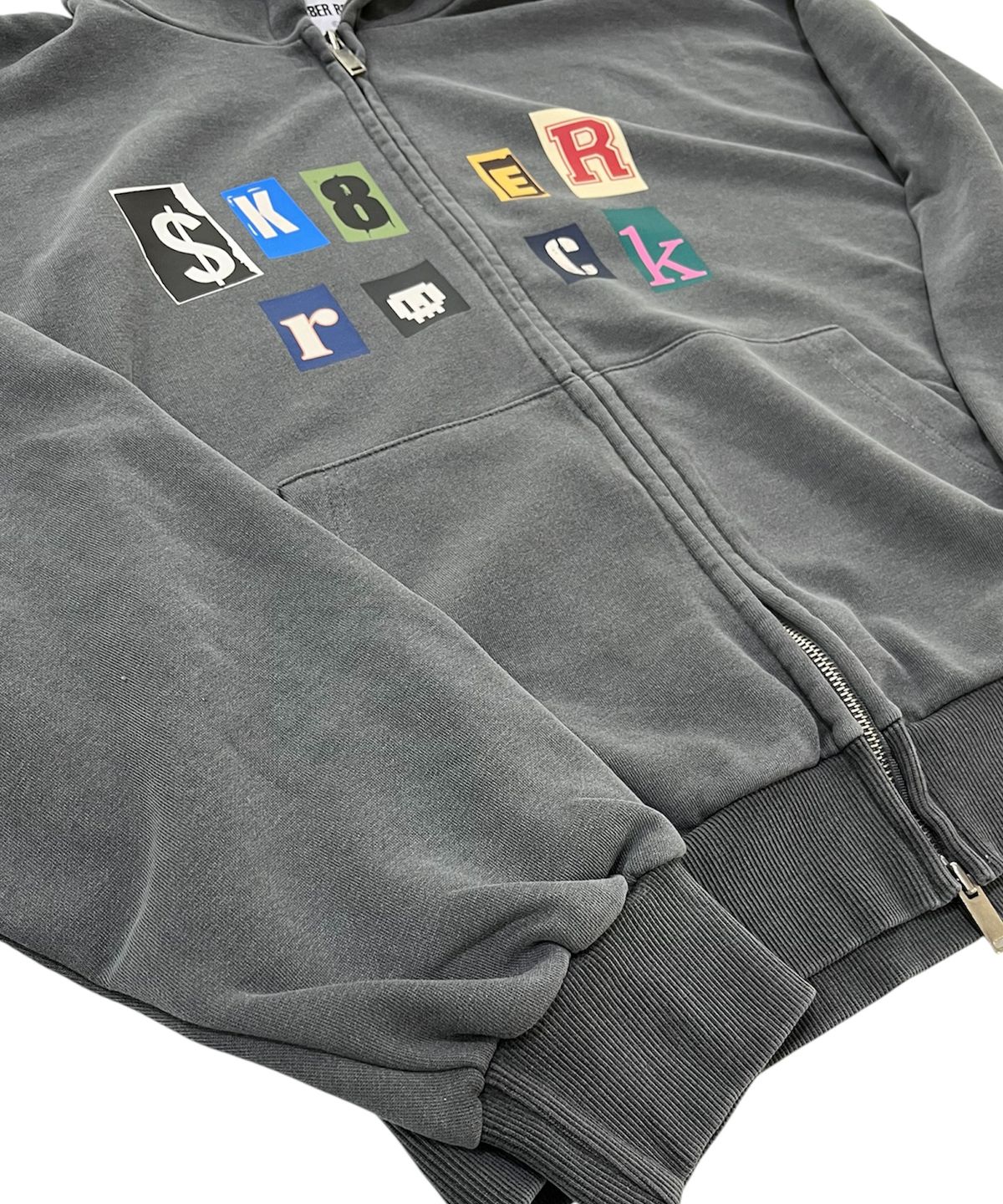 스케이터락(SK8ER ROCK) Collage Logo Pigment Sweat Hood Zip-Up (Charcoal)